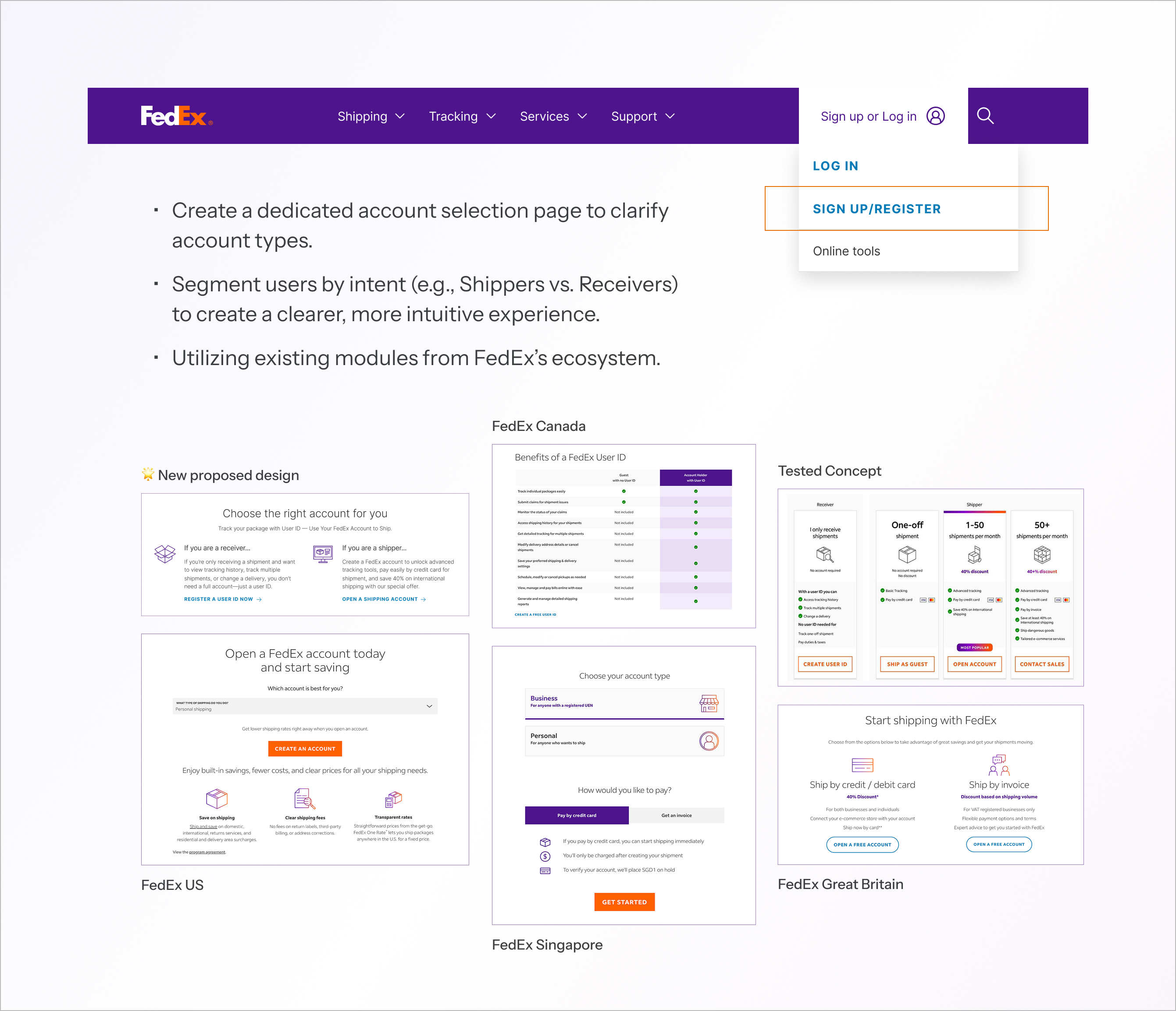 Intent-based FedEx account selection design
